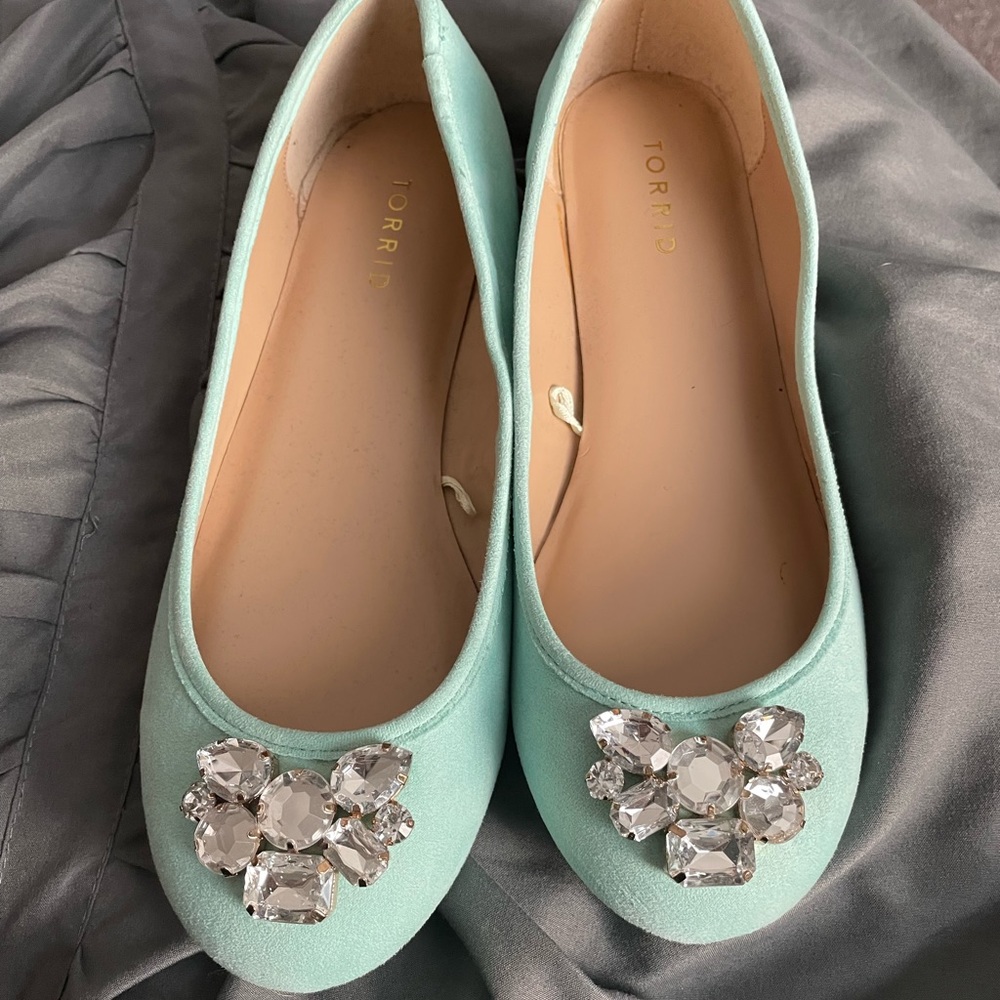 Rhinestone turquoise flats